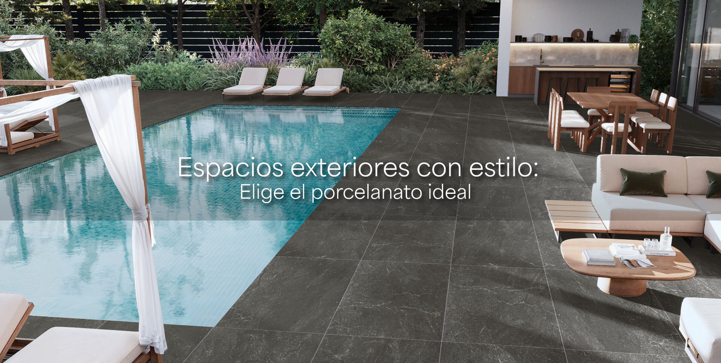 Espacios exteriores con estilo: Elige el porcelanato ideal